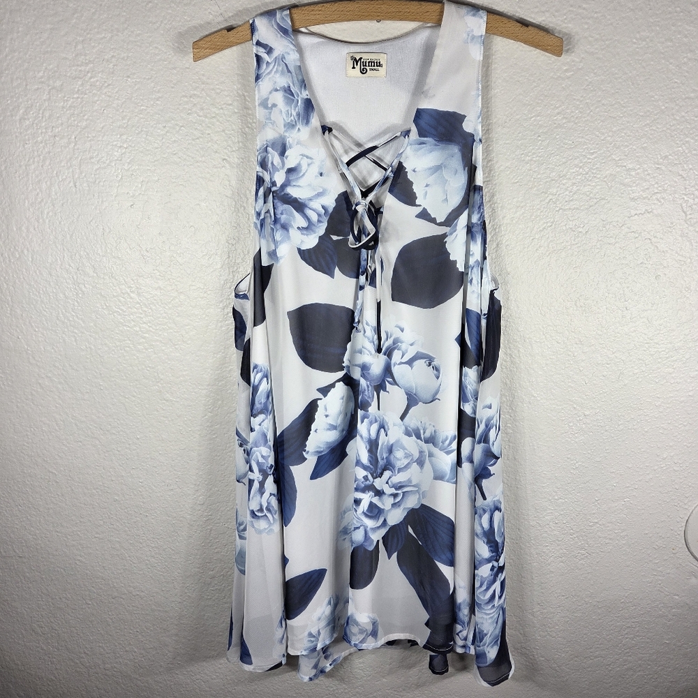 Show Me Your Mumu Sleeveless Lo Lace Up Mini Dress Size S White Floral A line